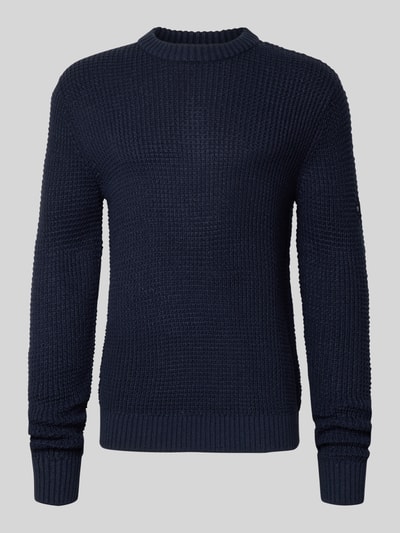 Jack & Jones Strickpullover mit gerippten Abschlüssen Modell 'LINK' Marine 2