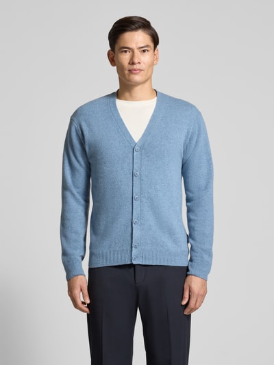 Casual Friday Cardigan van wolmix met v-hals model 'KARL' Bleu - 4