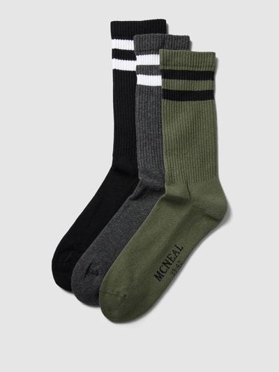 MCNEAL Socken mit Kontraststreifen 3er-Pack Oliv 1