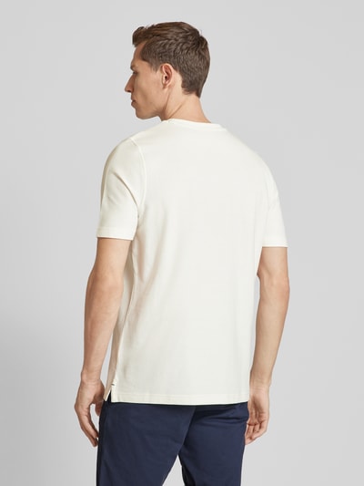 Fynch-Hatton T-shirt met logostitching Offwhite gemêleerd - 5