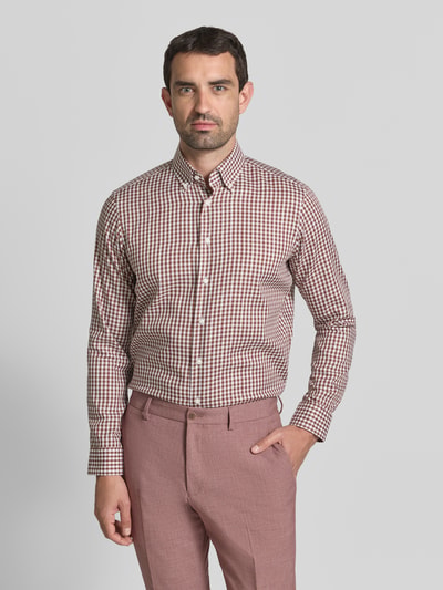 Christian Berg Men Regular Fit Business-Hemd mit Button-Down-Kragen Taupe 4