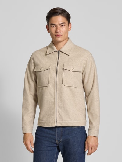 MCNEAL Regular Fit Hemdjacke mit Kentkragen Sand Melange 4