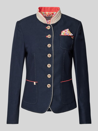 White Label Blazer aus Leinen-Baumwoll-Mix mit Stehkragen Marine 2