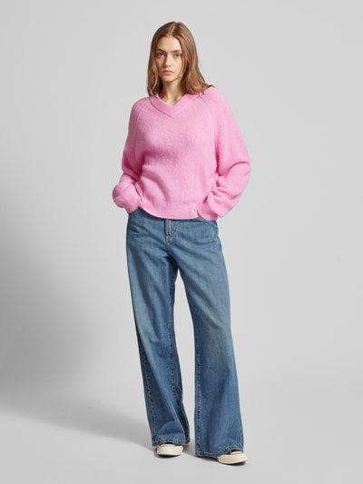 Marc O'Polo Denim Strickpullover mit gerippten Abschlüssen Rosa 1