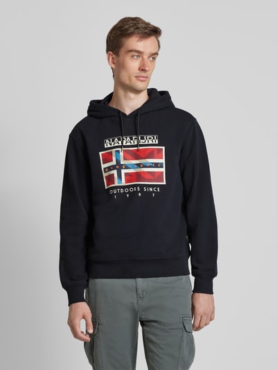 Napapijri Hoodie met labelprint, model 'BIG FLAG' Zwart - 4