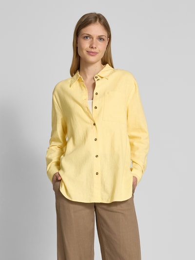 FREE/QUENT Relaxed Fit Leinenbluse mit Brusttasche Modell 'Lava' Hellgelb 4