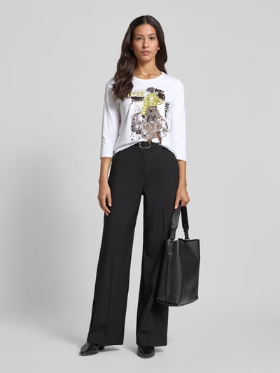 Betty Barclay Bluzka o kroju regular fit z długim rękawem i nadrukiem z napisem model ‘September’ Biały 1