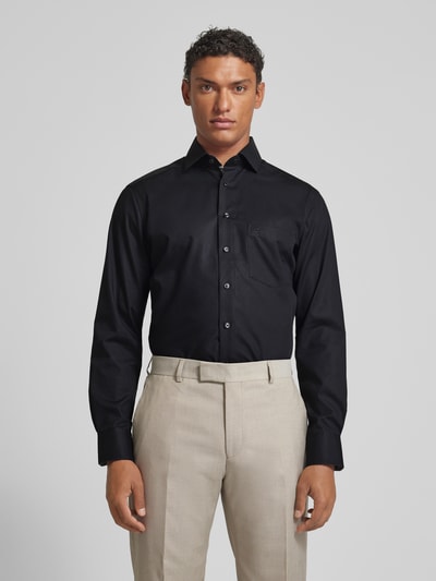 OLYMP Modern fit zakelijk overhemd met borstzak, model 'Global' Zwart - 4