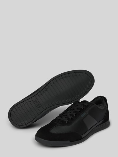 BOSS Low Top Sneaker mit Velours-Optik-Applikationen Modell 'NITAN' Black 4