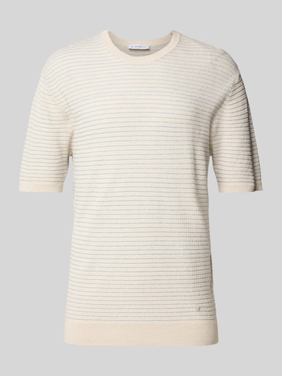 Manuel Ritz Regular Fit Strickshirt aus Leinen-Mix mit Baumwoll-Anteil Offwhite 2