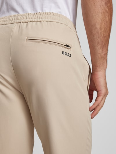 BOSS Green Relaxed fit stoffen broek met elastische band, model 'T_Flex' Beige - 3
