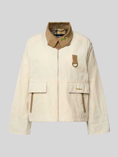 Produktfoto, Regular Fit Jacke aus Baumwoll-Mix Modell 'SPEY SHOWERPROOF' von Barbour w kolorze jednolitym, brązowe akcenty, metalowe detale, popelinowa struktura.