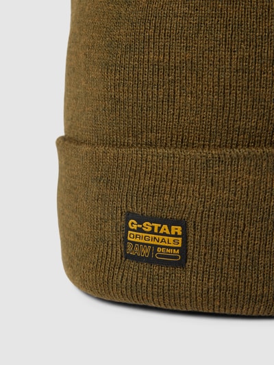 G-Star Raw Beanie met labelpatch, model 'Effo' Olijfgroen - 2