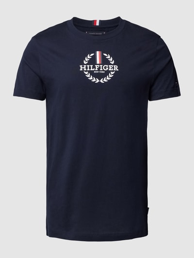 Tommy Hilfiger T-shirt o kroju slim fit z okrągłym dekoltem Granatowy 2