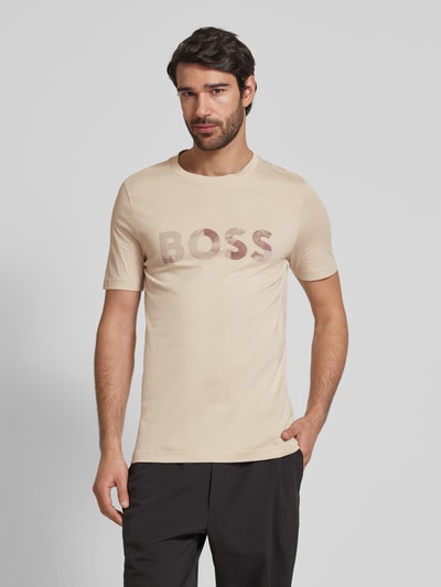 BOSS Green T-Shirt mit Logo-Print und Rundhalsausschnitt Beige 4