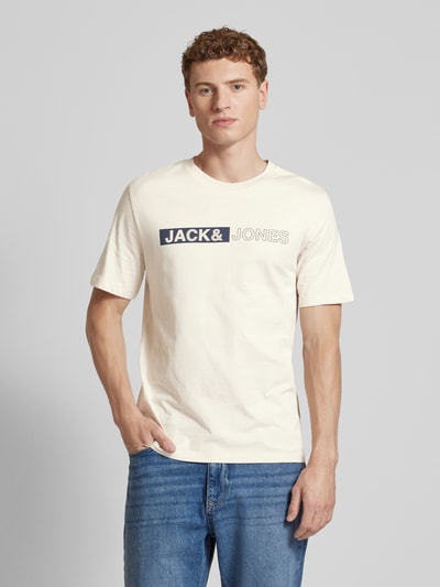 Jack & Jones T-shirt z nadrukiem z logo model ‘CONEO’ Beżowy 4