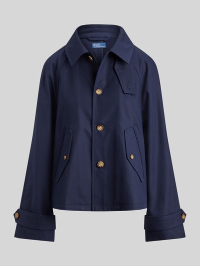 Produktfoto, Regular Fit Trenchcoat aus reiner Baumwolle von Polo Ralph Lauren, granatowy, długi rękaw, patki boczne, flammgarn, logo, krój regular fit