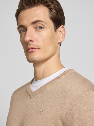 Tom Tailor Regular Fit Strickpullover aus reiner Baumwolle Sand 3