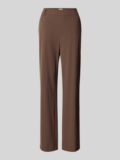 Produktfoto, Hose aus viscosemix Modell 'Bai Roy' von MOS MOSH met stretch, slim fit, elastische band, achterzakken, bruin, damesmode.