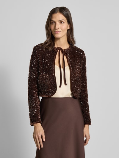 Mango Bolero mit Pailletten und Schnürung Modell 'XTURNER' Dunkelbraun 4