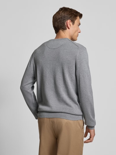 Christian Berg Men Gebreide pullover met ribboorden Lichtgrijs gemêleerd - 5