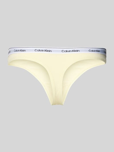 Produktfoto, String mit elastischem Bund im 3er-Pack von Calvin Klein Underwear in Creme mit weißem elastischem Bund, Baumwoll-Elasthan-Mix, körpernahe Passform