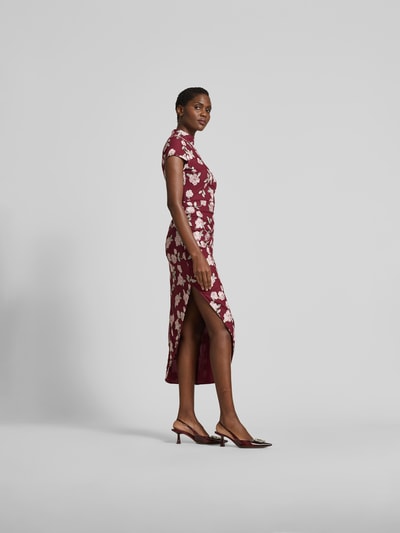ROTATE Maxikleid mit floralem Allover-Stitching Rot 1