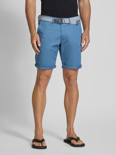 MCNEAL Slim fit bermuda met riem Oceaanblauw gemêleerd - 4