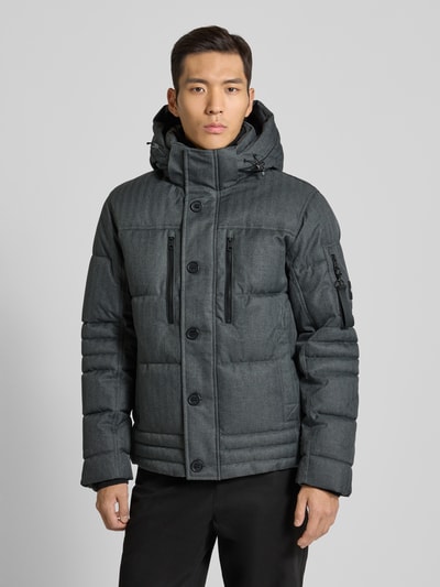 Tom Tailor Gewatteerd regular fit jack met afneembare capuchon Antraciet - 4