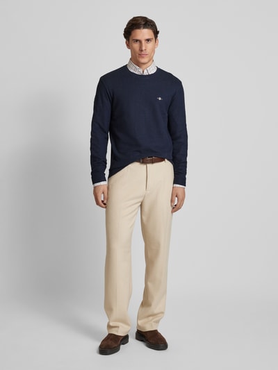 Gant Sweatshirt met labelstitching Marineblauw - 1