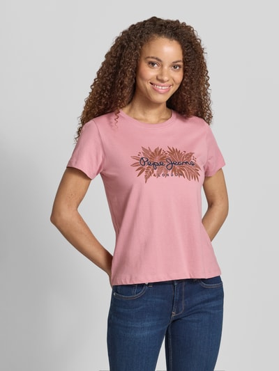 Pepe Jeans Boxy fit T-shirt van puur katoen model 'CRISTINA' Roze - 4