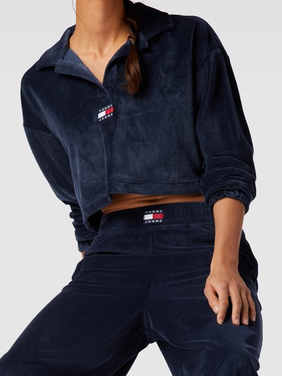 Tommy Jeans Cropped Sweatshirt aus Samt Dunkelblau 3