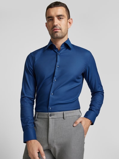 BOSS Slim fit zakelijk overhemd met kentkraag, model 'Hank' Marineblauw - 3