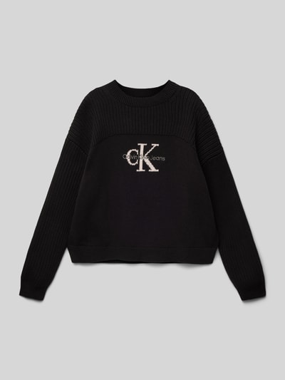 Calvin Klein Jeans Sweter z dzianiny z wyhaftowanym logo Czarny 1