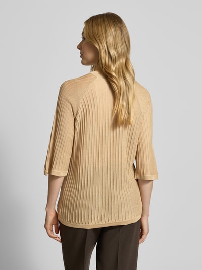 Soyaconcept Sweter z dzianiny z prążkowanymi wykończeniami model ‘VIOLETTA’ Piaskowy 5