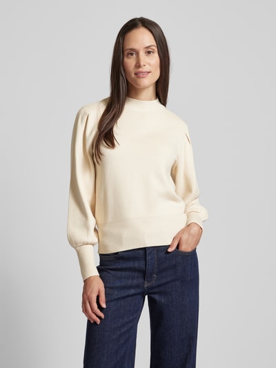 YAS Gebreide pullover met opstaande kraag, model 'FONNY' Beige - 4