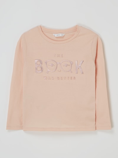 Mango Longsleeve mit Message Modell 'Book' Hellrosa 1