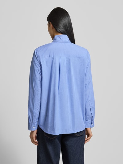 Milano Italy Bluzka o kroju regular fit wiązaniem pod szyją i listwą guzikową Błękitny 5