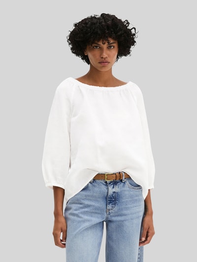 Marc O'Polo Regular Fit Bluse aus reinem Leinen mit Carmen-Ausschnitt Weiss 4