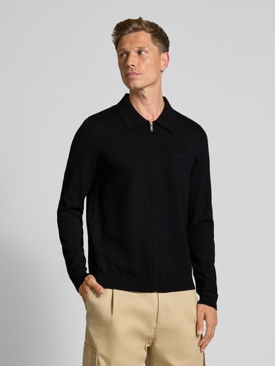 HUGO Regular Fit Strickjacke aus Viskose-Mix Modell 'SAN JEAN' Black 4