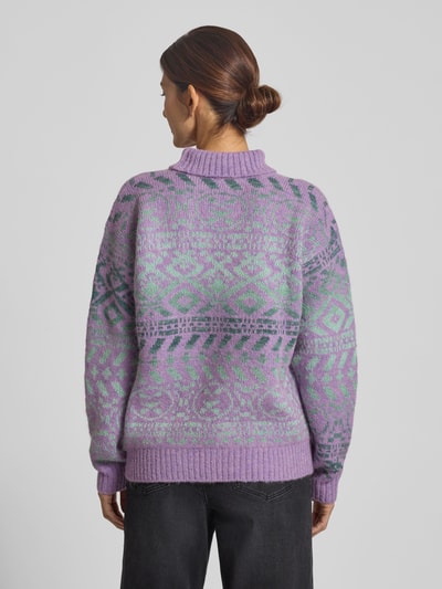 Dale of Norway Sweter z golfem krój regular fit z domieszką wełny z alpaki model „Highland” Jasnośliwkowy melanż 5