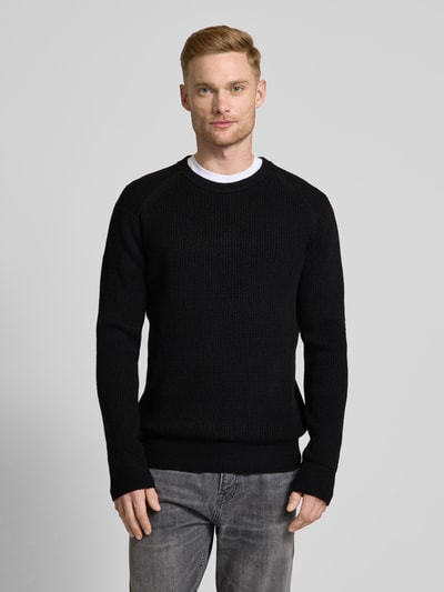 Tom Tailor Denim Regular Fit Strickpullover mit Wollanteil mit Strukturmuster Black 4