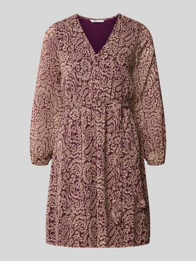 Produktfoto, Tailliertes Blusenkleid mit Allover-Muster Modell 'CERA' von ONLY in Weinrot und Beige, Damen Blusenkleid von ONLY