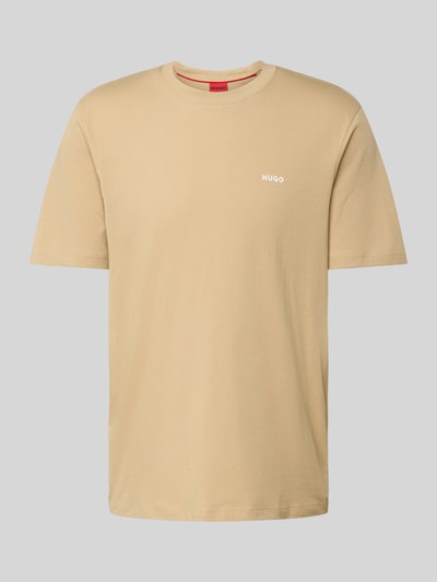 HUGO T-shirt met labelprint, model 'Dero' Beige - 2