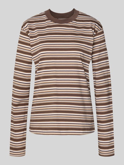 Produktfoto, Boxy Fit Longsleeve Modell 'SOPHIA' von JJXX für Damen aus Reine Baumwolle mit Streifenmuster und Rundhalsausschnitt, Rückenlänge 53 cm bei Größe S.