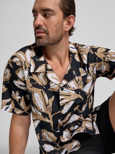 BOSS Relaxed fit vrijetijdsoverhemd met all-over motief Zwart - 3