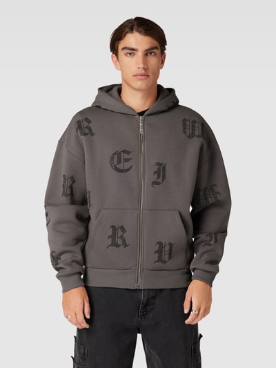 REVIEW Sweatjacke BLING mit Strasssteinen Dunkelgrau 4