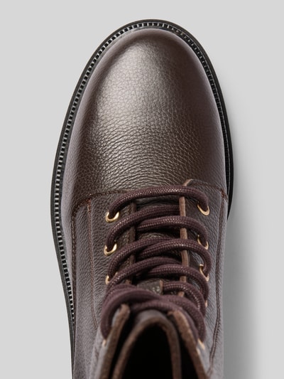 Tommy Hilfiger Veterlaarzen van fijn generfd leer Donkerbruin - 3