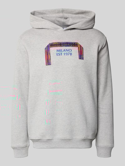 CARLO COLUCCI Bluza o kroju regular fit z kapturem i haftem Jasnoszary melanż 2