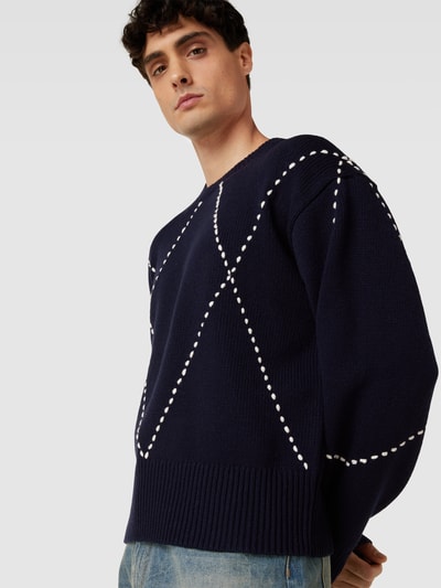 Kenzo Wollpullover mit gerippten Abschlüssen Dunkelblau 3